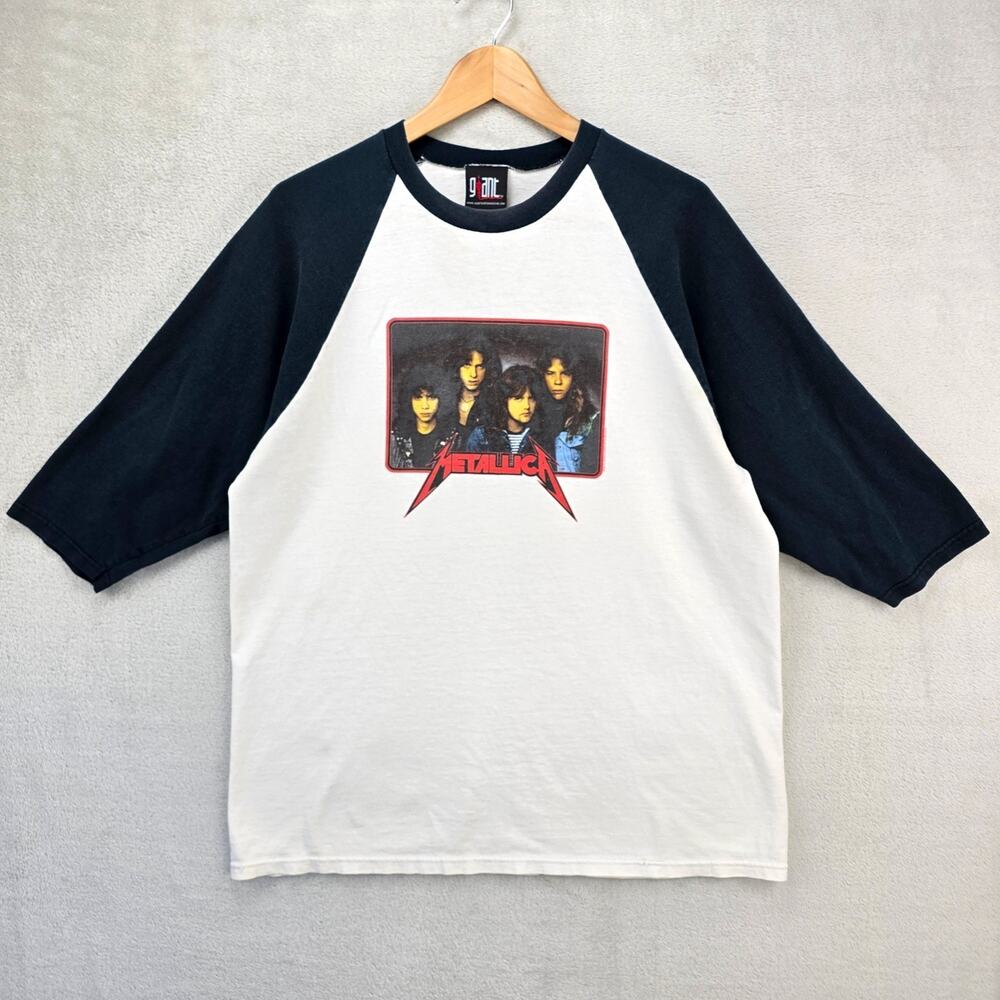 Vintage Metallica Raglan Baseball Shirt Mens Large White Giant Band Tee 2002